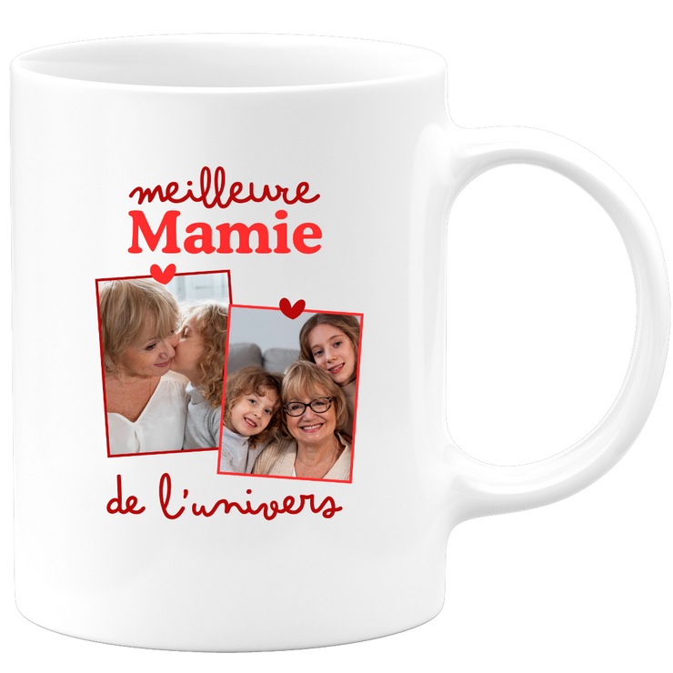 Mug Meilleure mamie de l'univers - Mug personnalisé avec 2 photos famille