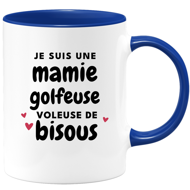 quotedazur - Mug Je Suis Une Mamie Golfeuse Voleuse De Bisous - Cadeau Fête Des Grand Mères Original - Idée Cadeau Pour Anniversaire Mémé Golf - Cadeau Future Mamy Naissance