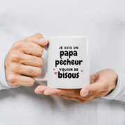 quotedazur - Mug Je Suis Un Papa Pécheur Voleur De Bisous - Cadeau Fête Des Pères Original - Idée Cadeau Pour Anniversaire Papa - Cadeau Pour Futur Papa Naissance