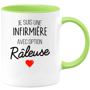 quotedazur - Mug Je Suis Une Infirmière Avec Option Râleuse - Cadeau Humour Pour Une Collègue Femme Infirmière - Tasse Idéale Pour Noël, Anniversaire, Départ Retraite, Mutation, Nouveau Poste