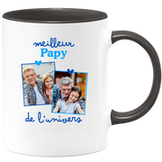 Mug Meilleur papy de l'univers - Mug personnalisé avec 2 photos famille