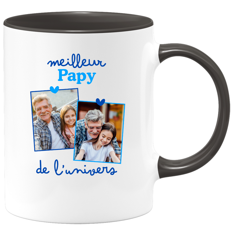 Mug Meilleur papy de l'univers - Mug personnalisé avec 2 photos famille