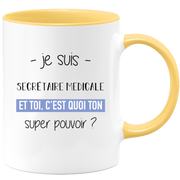 quotedazur - Mug Je Suis Secretaire medicale Et Toi C'est Quoi Ton Super Pouvoir - Cadeau Humour Travail - Idée Cadeau Départ Collègue - Tasse Chef Secretaire medicale - Idéal Pour Noël Au Bureau