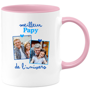 Mug Meilleur papy de l'univers - Mug personnalisé avec 2 photos famille