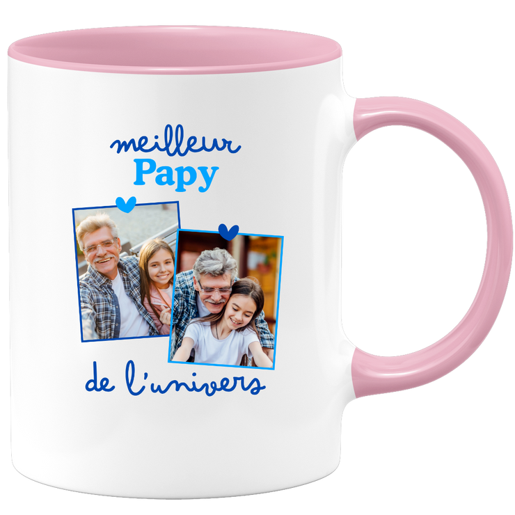 Mug Meilleur papy de l'univers - Mug personnalisé avec 2 photos famille