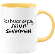 quotedazur - Mug Pas Besoin De Psy J'ai Un Savannah - Cadeau Humour Chat - Tasse Originale Animaux Cadeau Noël Anniversaire