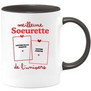 Mug Meilleure Soeurette de l'univers - Mug personnalisé avec 2 photos famille