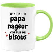 quotedazur - Mug Je Suis Un Papa Nageur Voleur De Bisous - Cadeau Fête Des Pères Original - Idée Cadeau Pour Anniversaire Papa - Cadeau Pour Futur Papa Naissance