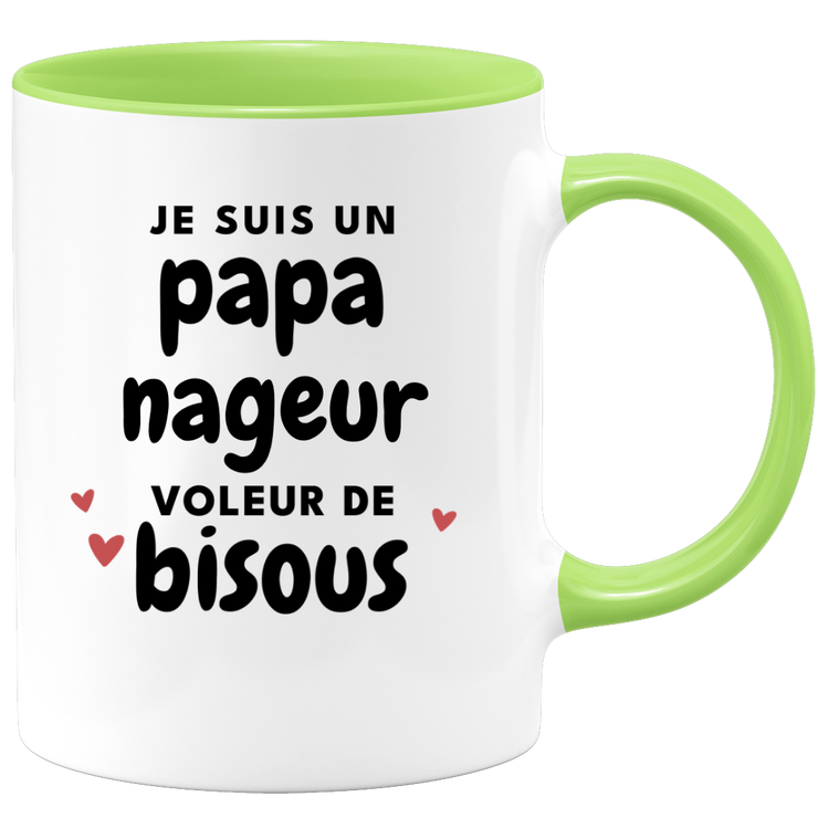 quotedazur - Mug Je Suis Un Papa Nageur Voleur De Bisous - Cadeau Fête Des Pères Original - Idée Cadeau Pour Anniversaire Papa - Cadeau Pour Futur Papa Naissance