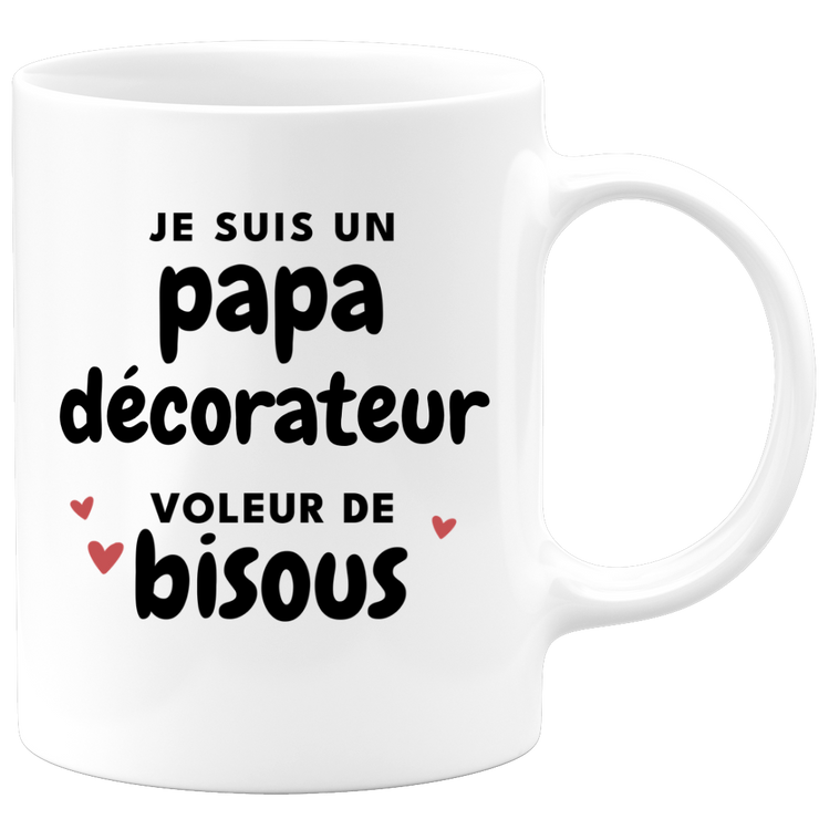quotedazur - Mug Je Suis Un Papa Décorateur Voleur De Bisous - Cadeau Fête Des Pères Original - Idée Cadeau Pour Anniversaire Papa - Cadeau Pour Futur Papa Naissance