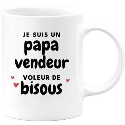 quotedazur - Mug Je Suis Un Papa Vendeur Voleur De Bisous - Cadeau Fête Des Pères Original - Idée Cadeau Pour Anniversaire Papa - Cadeau Pour Futur Papa Naissance