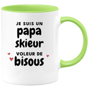 quotedazur - Mug Je Suis Un Papa Skieur Voleur De Bisous - Cadeau Fête Des Pères Original - Idée Cadeau Pour Anniversaire Papa - Cadeau Pour Futur Papa Naissance