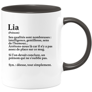 Mug Gift Lia - definition Lia - Personalized first name gift Birthday Woman Christmas departure colleague - Ceramic - White