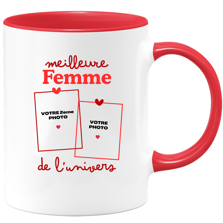 Mug Meilleure Femme de l'univers - Mug personnalisé avec 2 photos famille