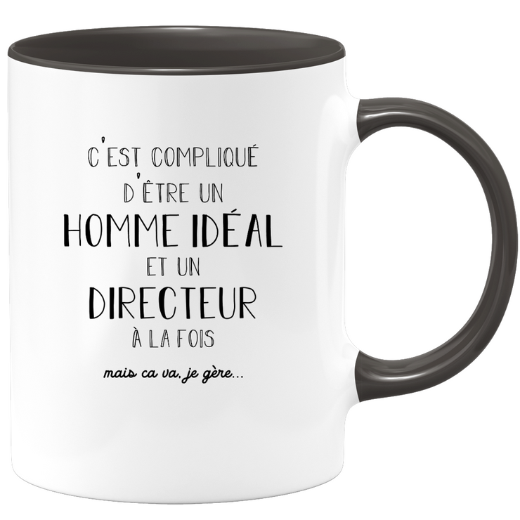 quotedazur - Mug C'est Compliqué D'Être Un Homme Idéal Et Un Directeur A La Fois - Cadeau Départ Homme, Femme, Chef, Stagiaire, Départ Retraite - Idée Cadeau Original, Humour, Drôle, Rigolo