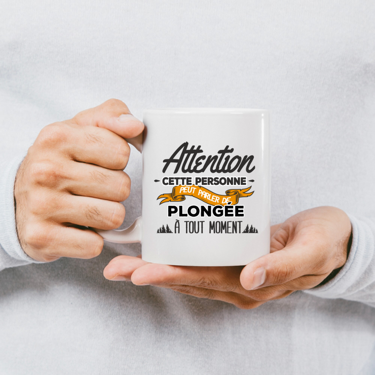 quotedazur - Mug Cette Personne Peut Parler De Plongée À Tout Moment - Cadeau Humour Sport - Idée Cadeau Original     - Tasse Plongée - Anniversaire Ou Noël