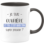 quotedazur - Mug Je Suis Ouvriere Et Toi C'est Quoi Ton Super Pouvoir - Cadeau Humour Travail - Idée Cadeau Départ Collègue - Tasse Chef Ouvriere - Idéal Pour Noël Au Bureau