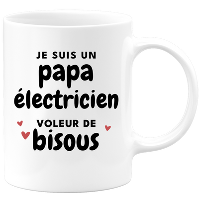 quotedazur - Mug Je Suis Un Papa électricien Voleur De Bisous - Cadeau Fête Des Pères Original - Idée Cadeau Pour Anniversaire Papa - Cadeau Pour Futur Papa Naissance