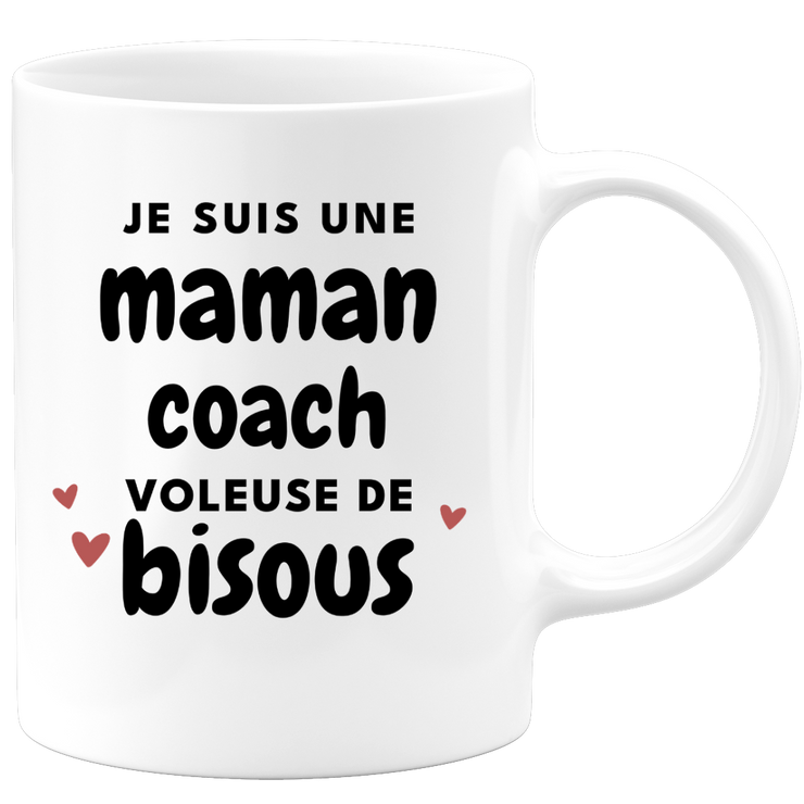 quotedazur - Mug Je Suis Une Maman Coach Voleuse De Bisous - Cadeau Fête Des Mères Original - Idée Cadeau Pour Anniversaire Maman - Cadeau Pour Future Maman Naissance