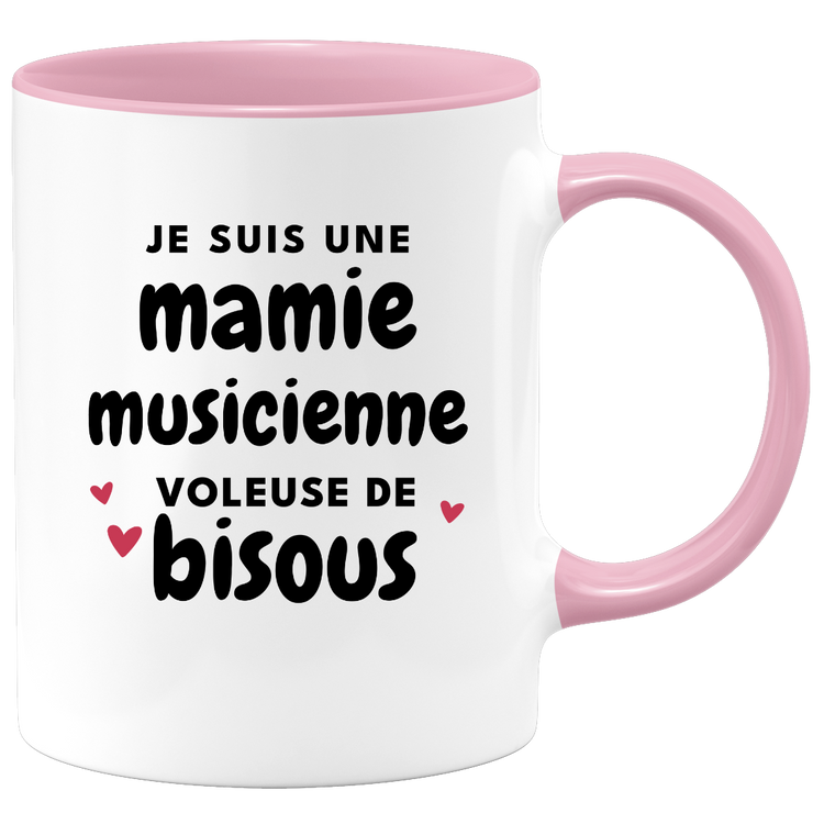 quotedazur - Mug Je Suis Une Mamie Musicienne Voleuse De Bisous - Cadeau Fête Des Grand Mères Original - Idée Cadeau Pour Anniversaire Mémé Musique - Cadeau Future Mamy Naissance