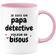 quotedazur - Mug Je Suis Un Papa Détective Voleur De Bisous - Cadeau Fête Des Pères Original - Idée Cadeau Pour Anniversaire Papa - Cadeau Pour Futur Papa Naissance