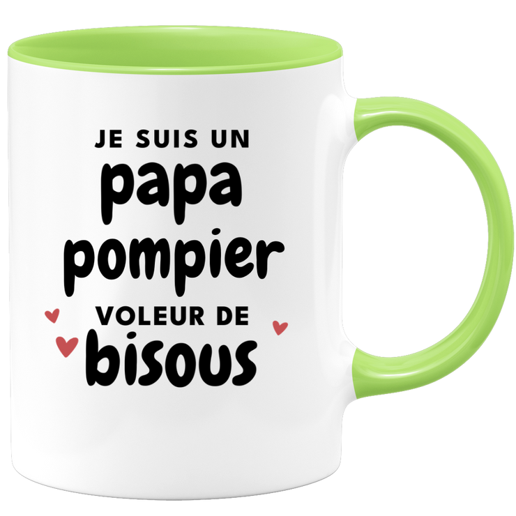 quotedazur - Mug Je Suis Un Papa Pompier Voleur De Bisous - Cadeau Fête Des Pères Original - Idée Cadeau Pour Anniversaire Papa - Cadeau Pour Futur Papa Naissance