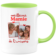 Mug Meilleure mamie de l'univers - Mug personnalisé avec 2 photos famille