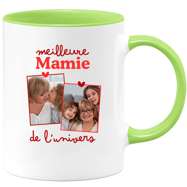 Mug Meilleure mamie de l'univers - Mug personnalisé avec 2 photos famille