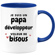 quotedazur - Mug Je Suis Un Papa Développeur Voleur De Bisous - Cadeau Fête Des Pères Original - Idée Cadeau Pour Anniversaire Papa - Cadeau Pour Futur Papa Naissance