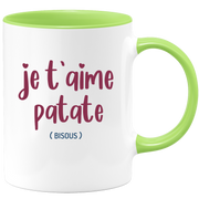 quotedazur - Mug Je T'aime Patate Bisous - Idée Cadeau Couple Amour Femme ou Homme Pour La Saint Valentin, Anniversaire Ou Noël