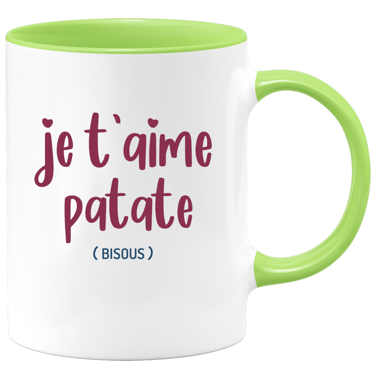 quotedazur - Mug Je T'aime Patate Bisous - Idée Cadeau Couple Amour Femme ou Homme Pour La Saint Valentin, Anniversaire Ou Noël