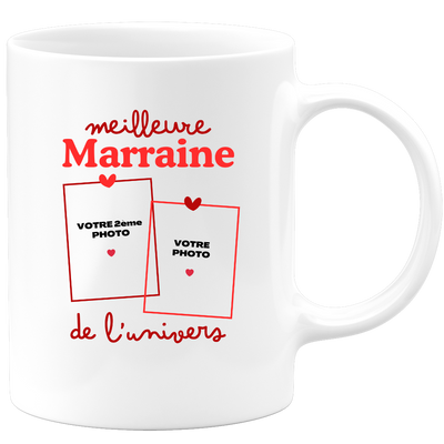 Mug Meilleure Marraine de l'univers - Mug personnalisé avec 2 photos famille
