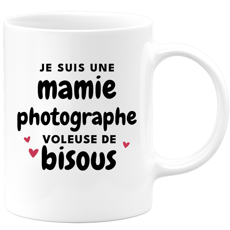 quotedazur - Mug Je Suis Une Mamie Photographe Voleuse De Bisous - Cadeau Fête Des Grand Mères Original - Idée Cadeau Pour Anniversaire Mémé Photographie - Cadeau Future Mamy Naissance