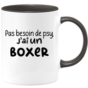 quotedazur - Mug Pas Besoin De Psy J'ai Un Boxer - Cadeau Humour Chien - Tasse Originale Animaux Cadeau Noël Anniversaire