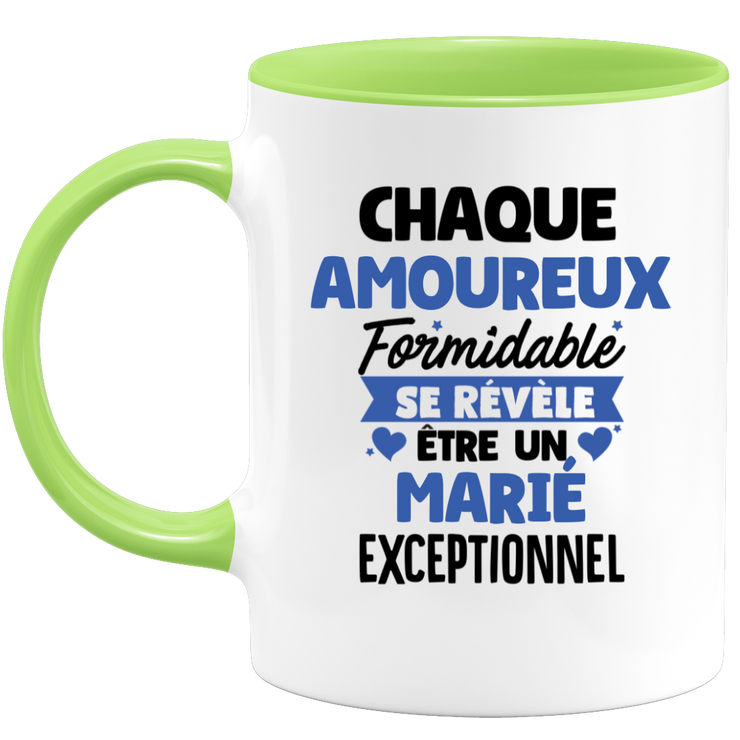 QUOTEDAZUR - Mug Chaque Amoureux Formidable Se Révèle Être Un Marié Exceptionnel - Cadeau Futur Marié - Surprise Annonce Grossesse Garçon/Fille Naissance Bébé Gender Reveal