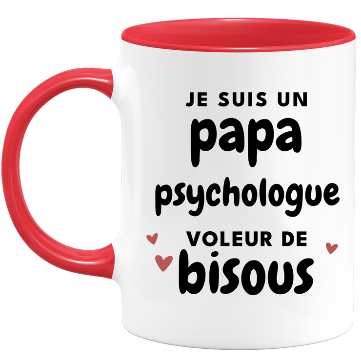 quotedazur - Mug Je Suis Un Papa Psychologue Voleur De Bisous - Cadeau Fête Des Pères Original - Idée Cadeau Pour Anniversaire Papa - Cadeau Pour Futur Papa Naissance
