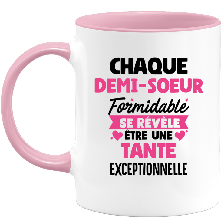 quotedazur - Mug Chaque Demi-Soeur Formidable Se Révèle Être Une Tante Exceptionnelle - Cadeau Future Tante - Surprise Annonce Grossesse Garçon/Fille Naissance Bébé Gender Reveal