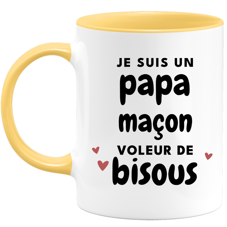 quotedazur - Mug Je Suis Un Papa Maçon Voleur De Bisous - Cadeau Fête