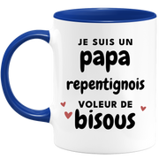 quotedazur - Mug Je Suis Un Papa Repentignois Voleur De Bisous - Cadeau Fête Des Pères Original - Idée Cadeau Pour Anniversaire Papa - Cadeau Pour Futur Papa Naissance