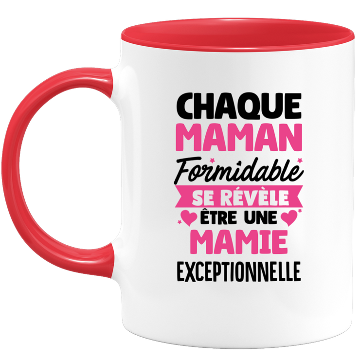 quotedazur - Mug Chaque Maman Formidable Se Révèle Être Une Mamie Exceptionnelle - Cadeau Future Mamie - Surprise Annonce Grossesse Garçon/Fille Naissance Bébé Gender Reveal