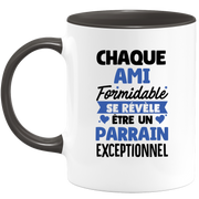 QUOTEDAZUR - Mug Chaque Ami Formidable Se Révèle Être Un Parrain Exceptionnel - Cadeau Futur Parrain - Surprise Annonce Grossesse Garçon/Fille Naissance Bébé Gender Reveal