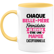 QUOTEDAZUR - Mug Chaque Belle-mère Formidable Se Révèle Être Une Mamie Exceptionnelle - Cadeau Future Mamie - Surprise Annonce Grossesse Garçon/Fille Naissance Bébé Gender Reveal