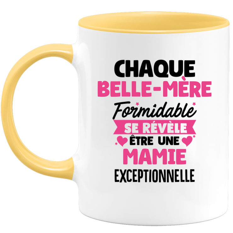quotedazur - Mug Chaque Belle-Mère Formidable Se Révèle Être Une Mamie Exceptionnelle - Cadeau Future Mamie - Surprise Annonce Grossesse Garçon/Fille Naissance Bébé Gender Reveal