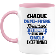 quotedazur - Mug Chaque Demi-Frère Formidable Se Révèle Être Un Oncle Exceptionnel - Cadeau Futur Oncle - Surprise Annonce Grossesse Garçon/Fille Naissance Bébé Gender Reveal