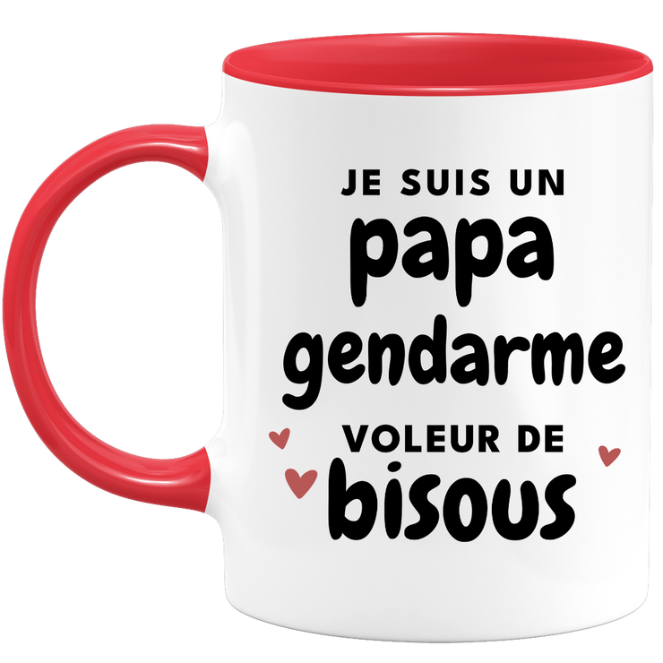 quotedazur - Mug Je Suis Un Papa Gendarme Voleur De Bisous - Cadeau Fête Des Pères Original - Idée Cadeau Pour Anniversaire Papa - Cadeau Pour Futur Papa Naissance
