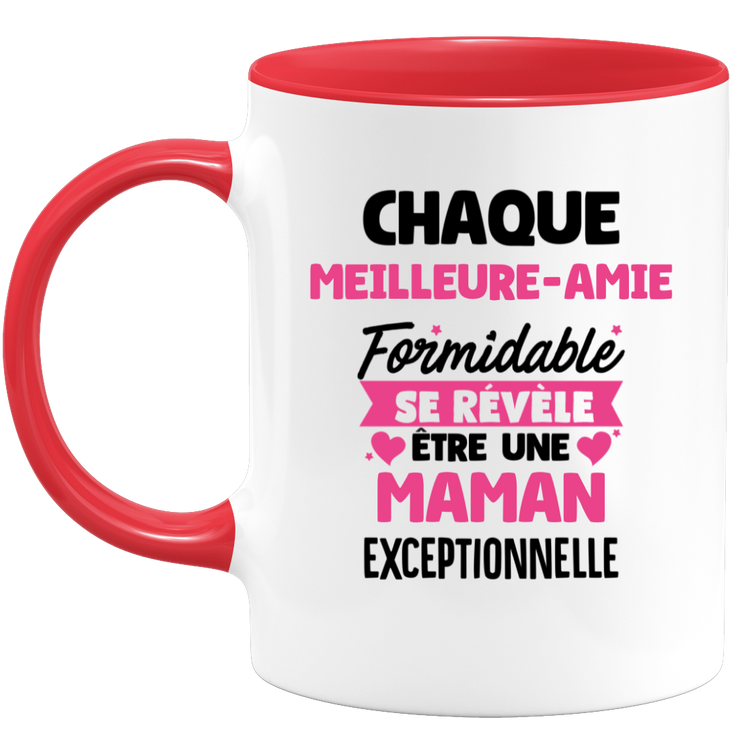 QUOTEDAZUR - Mug Chaque Meilleure-amie Formidable Se Révèle Être Une Maman Exceptionnelle - Cadeau Future Maman - Surprise Annonce Grossesse Garçon/Fille Naissance Bébé Gender Reveal