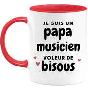 quotedazur - Mug Je Suis Un Papa Musicien Voleur De Bisous - Cadeau Fête Des Pères Original - Idée Cadeau Pour Anniversaire Papa - Cadeau Pour Futur Papa Naissance