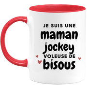 quotedazur - Mug Je Suis Une Maman Jockey Voleuse De Bisous - Cadeau Fête Des Mères Original - Idée Cadeau Pour Anniversaire Maman - Cadeau Pour Future Maman Naissance
