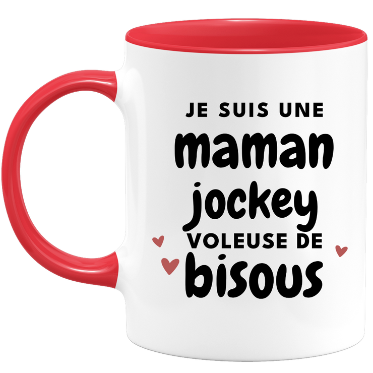 quotedazur - Mug Je Suis Une Maman Jockey Voleuse De Bisous - Cadeau Fête Des Mères Original - Idée Cadeau Pour Anniversaire Maman - Cadeau Pour Future Maman Naissance