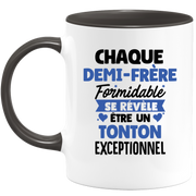 QUOTEDAZUR - Mug Chaque Demi-frère Formidable Se Révèle Être Un Tonton Exceptionnel - Cadeau Futur Tonton - Surprise Annonce Grossesse Garçon/Fille Naissance Bébé Gender Reveal